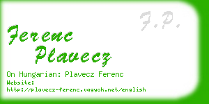 ferenc plavecz business card